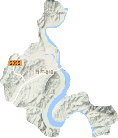 洒河桥镇地形地图