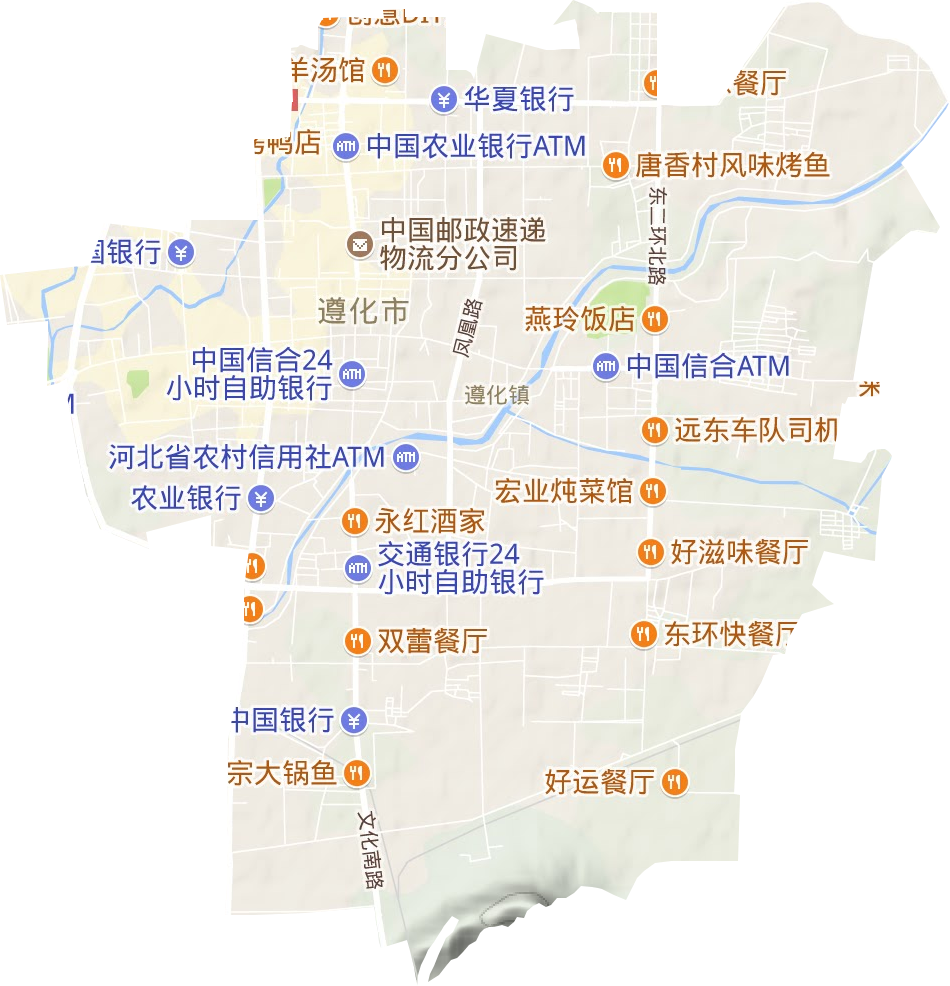 遵化镇地形地图