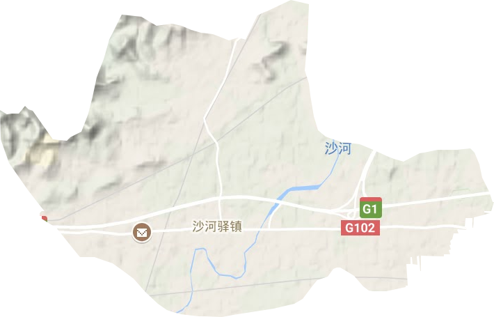 沙河驿镇地形地图