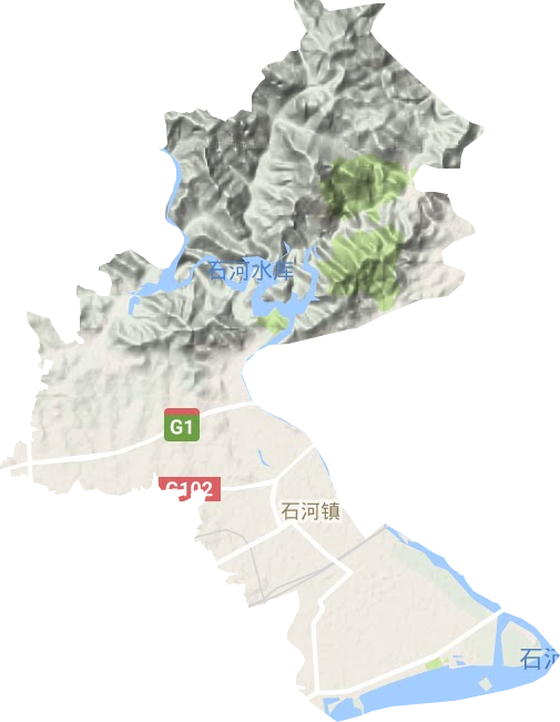 石河镇地形地图