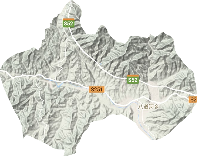 八道河镇地形地图