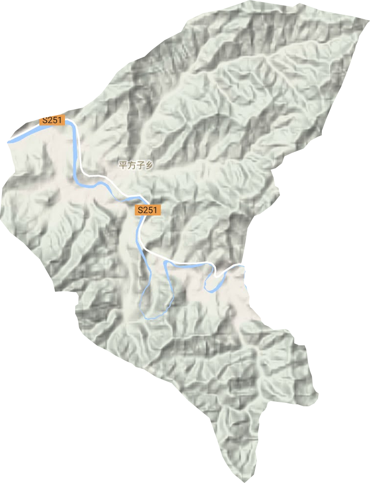 平方子乡地形地图