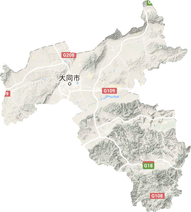 大同市地形地图