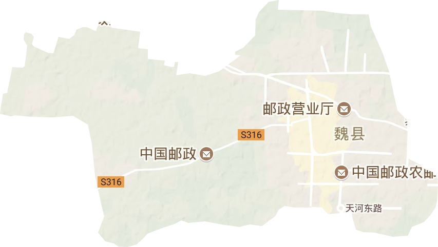 魏城镇地形地图