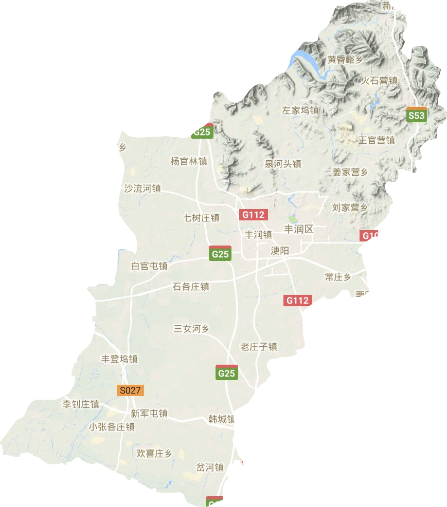 丰润区地形地图