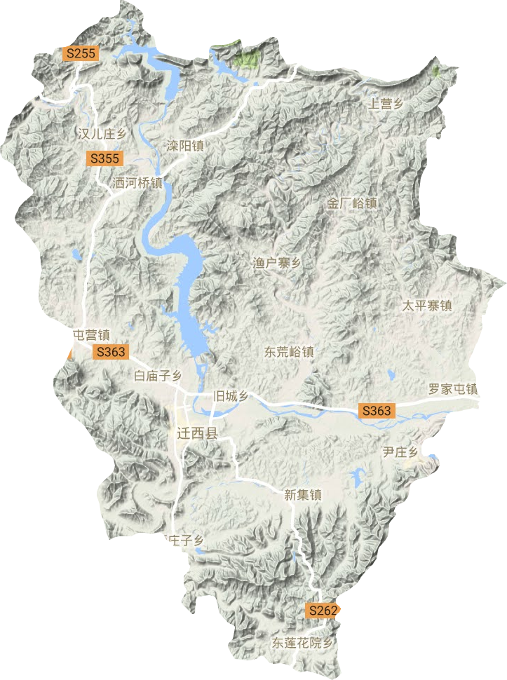 迁西县地形地图