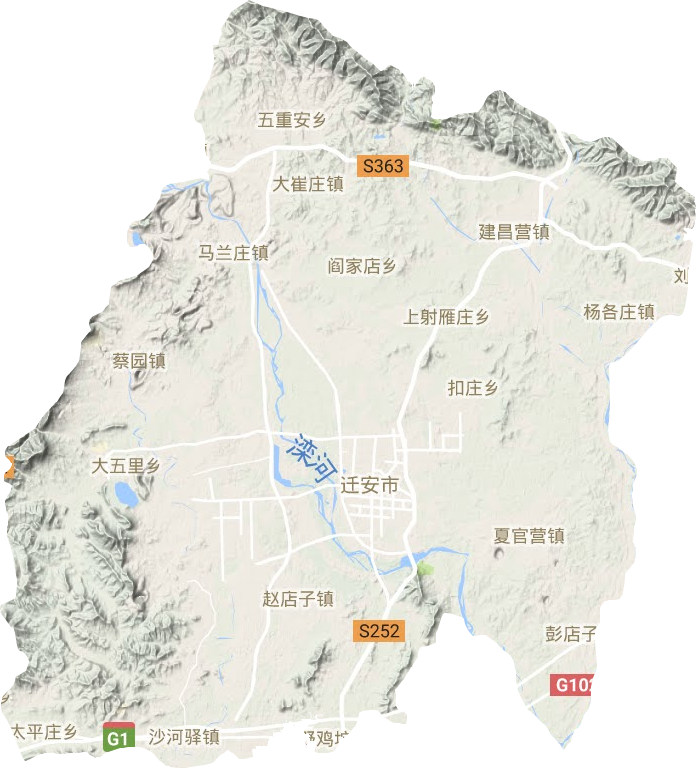 迁安市地形地图