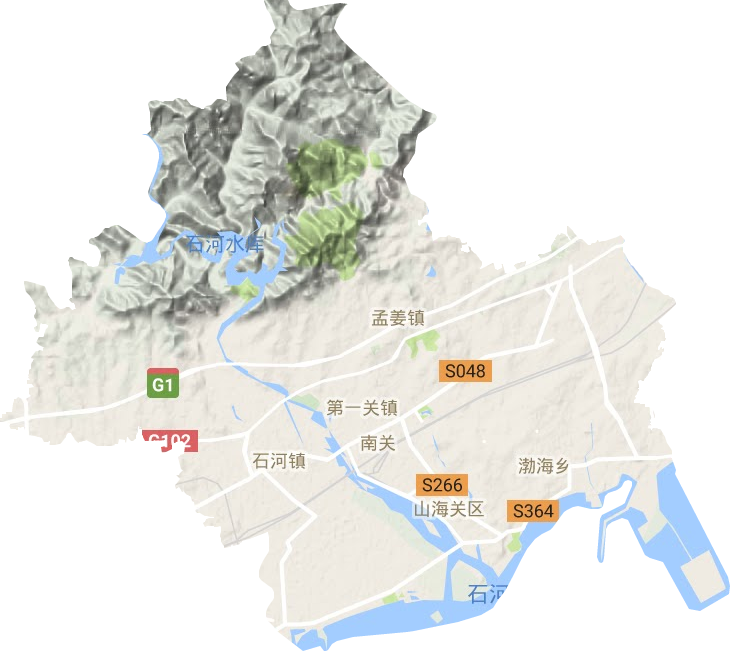 山海关区地形地图