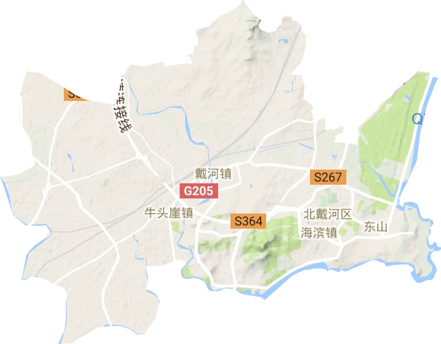 北戴河区地形地图