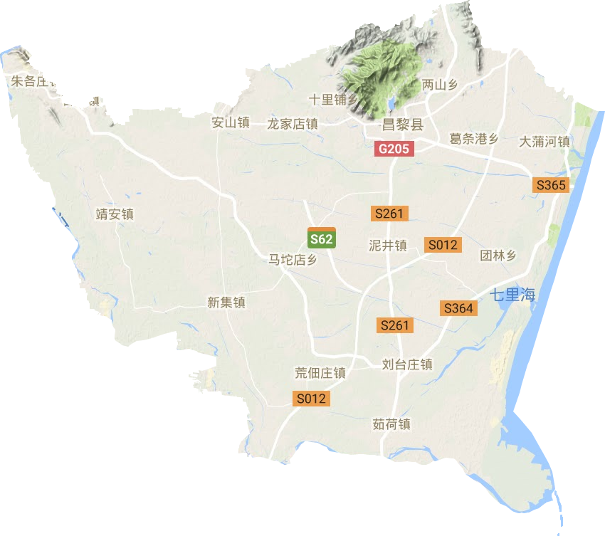 昌黎县地形地图