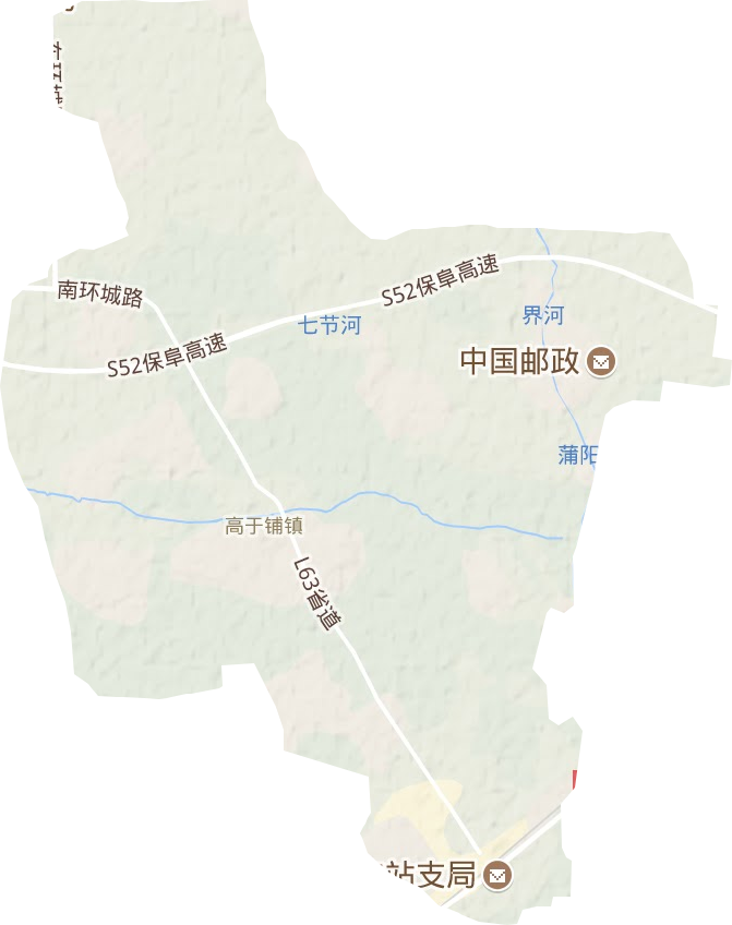 高于铺镇地形地图