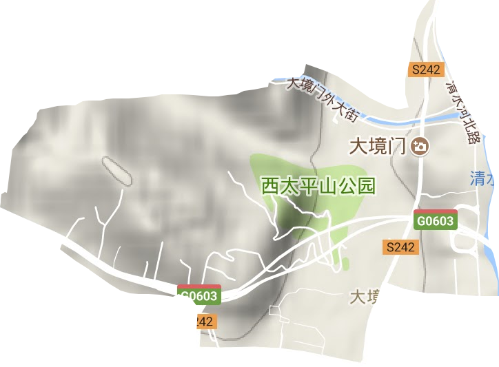 大境门街道地形地图