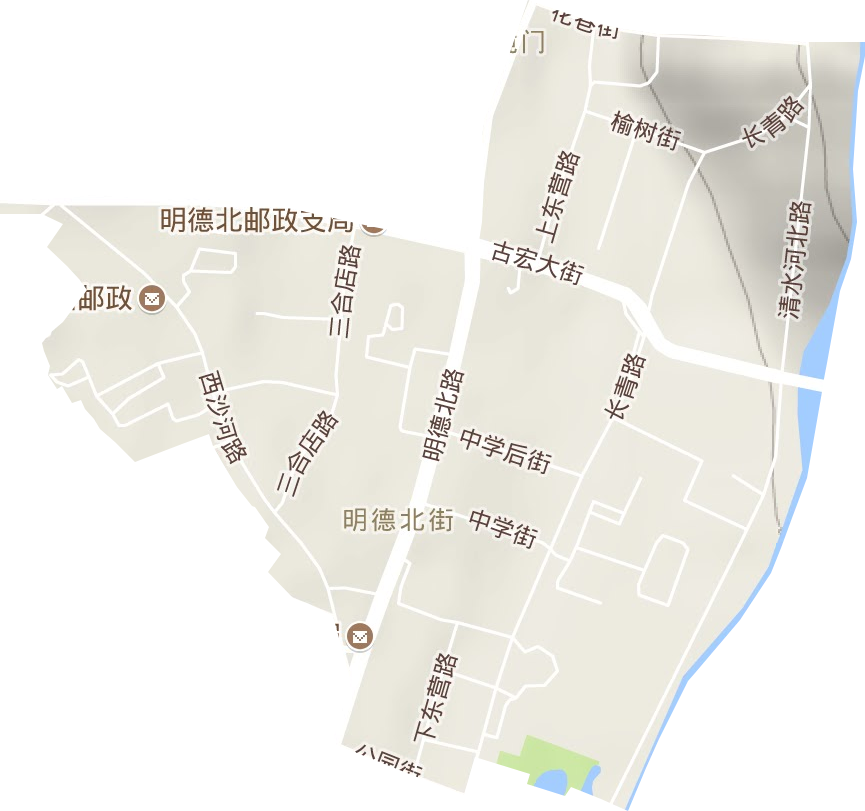 明德北街街道地形地图