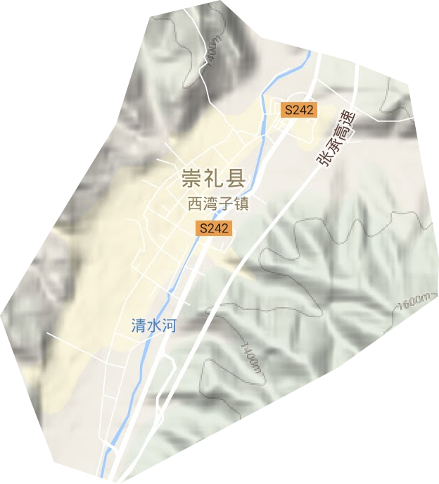 西湾子街道地形地图