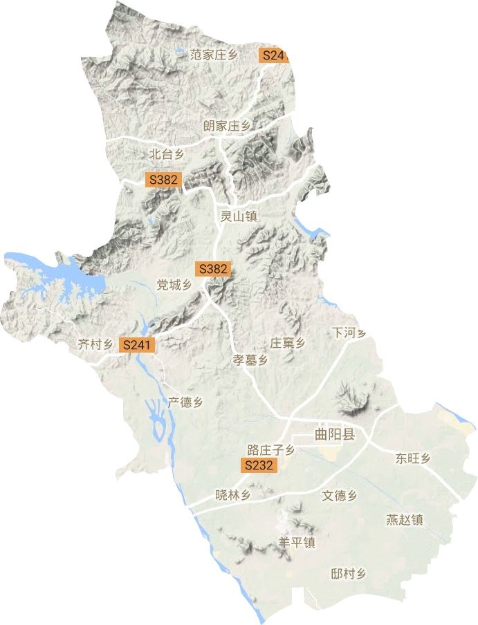 曲阳县地形地图