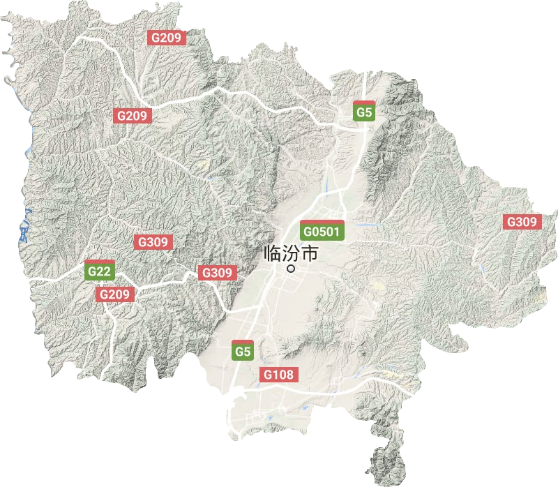 临汾市地形地图