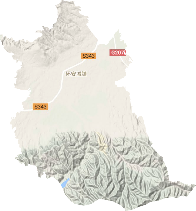 怀安城镇地形地图