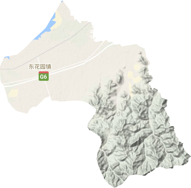 东花园镇地形地图