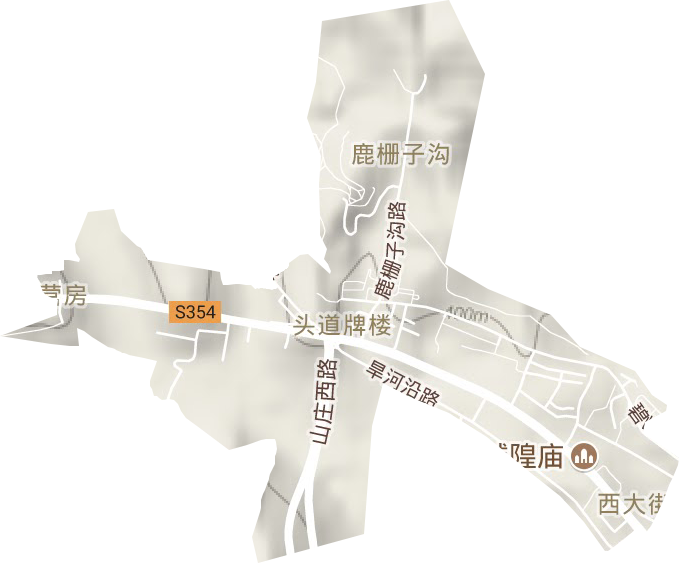 头道牌楼街道地形地图