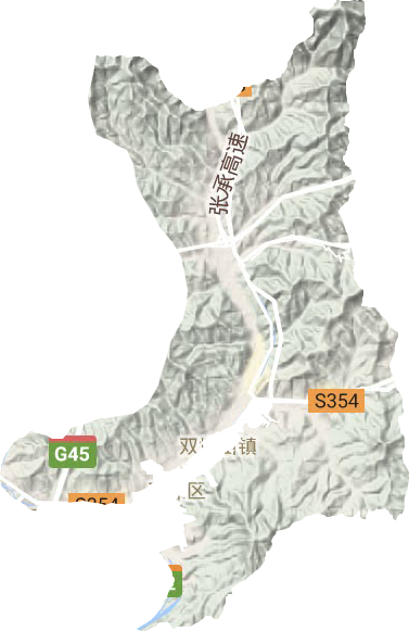 双塔山镇地形地图