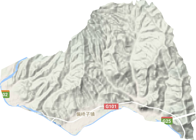 偏桥子镇地形地图
