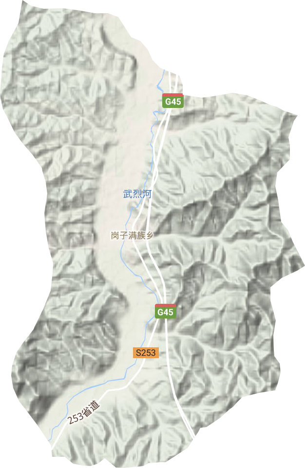 岗子满族乡地形地图