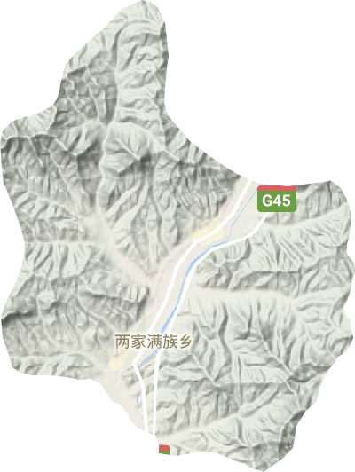 两家满族乡地形地图