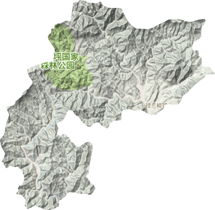 挂兰峪镇地形地图