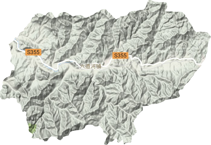六道河镇地形地图
