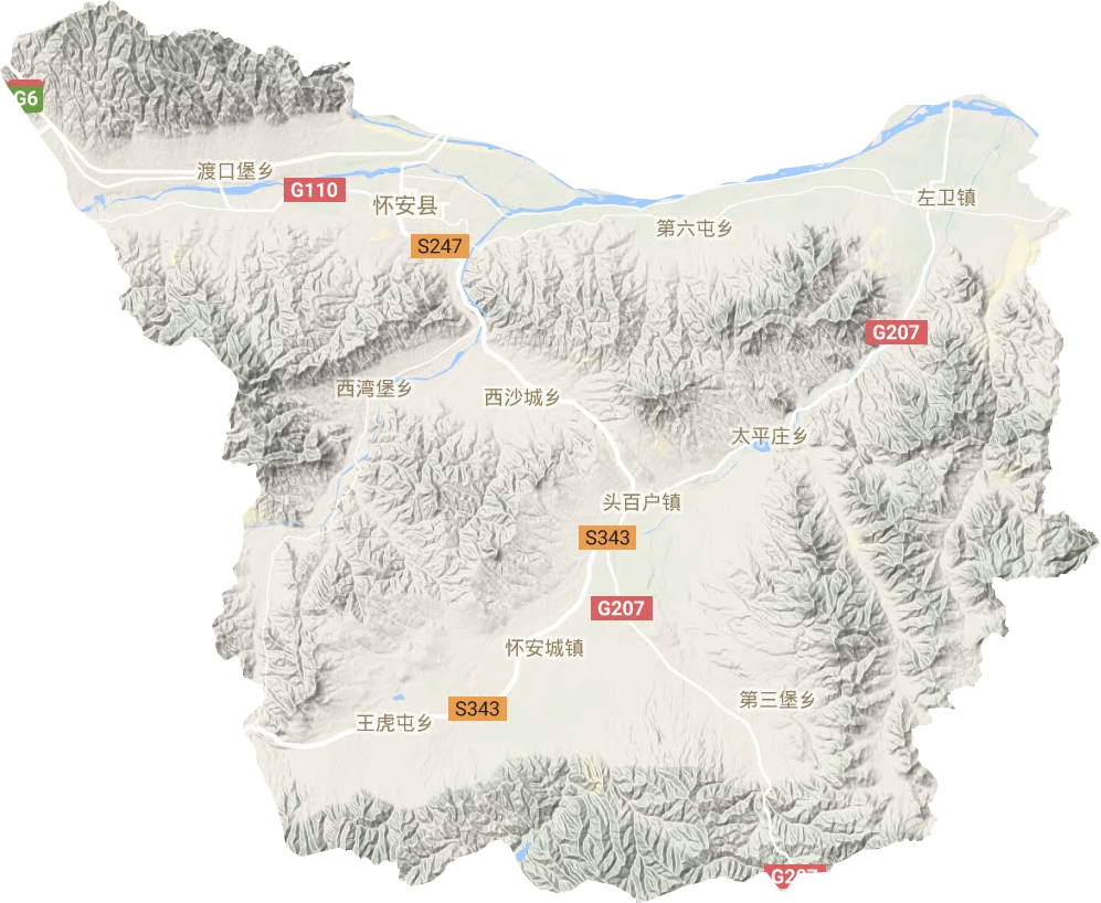怀安县地形地图