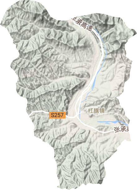 红旗镇地形地图