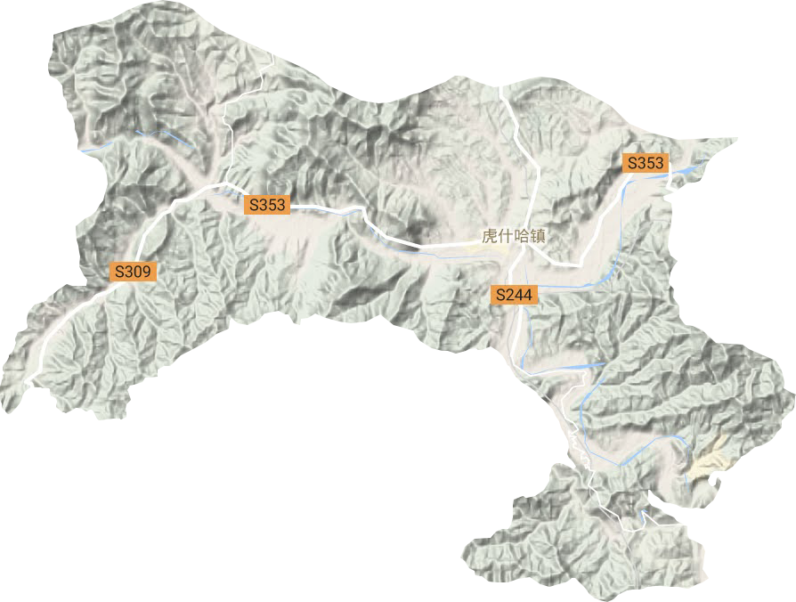 虎什哈镇地形地图