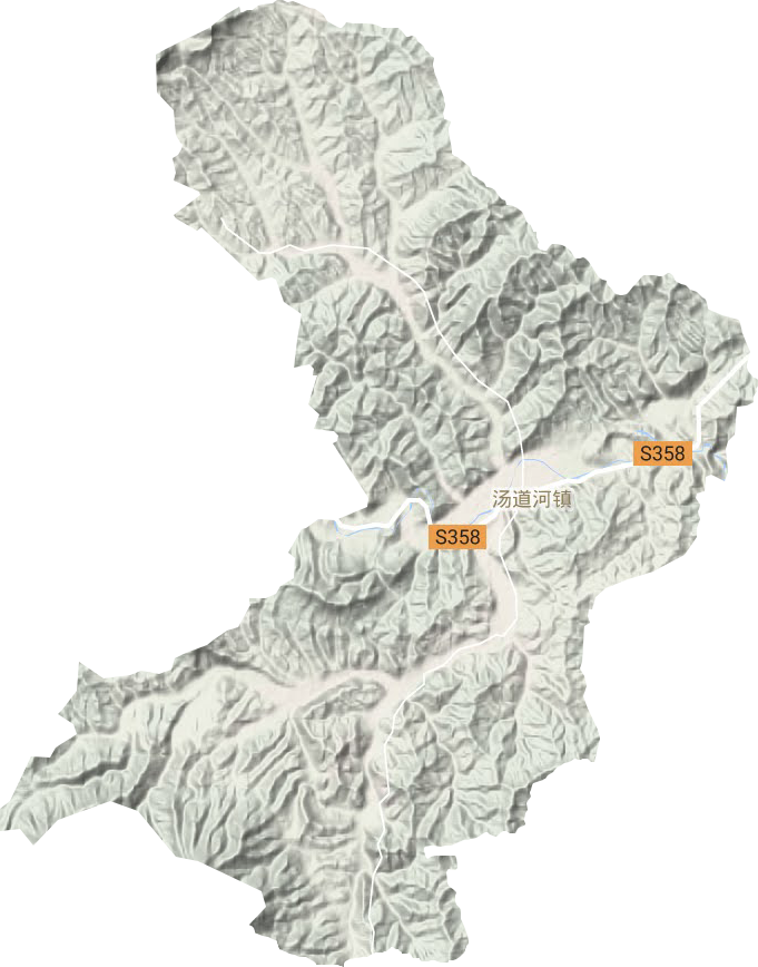 汤道河镇地形地图