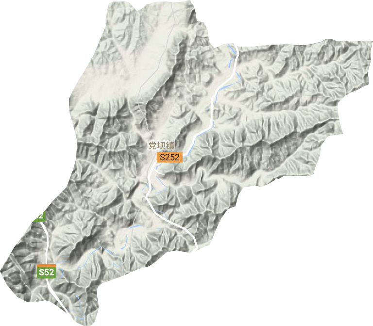 党坝镇地形地图