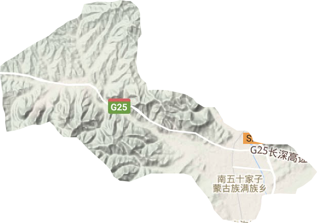 南五十家子镇地形地图