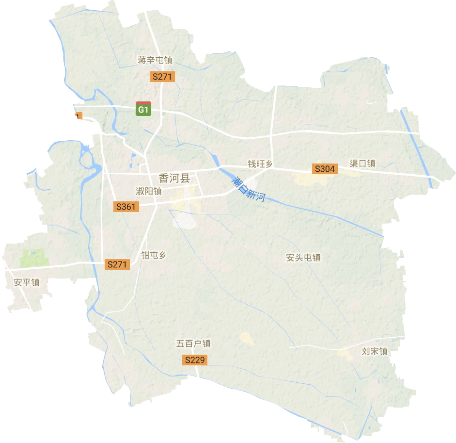 香河县地形地图