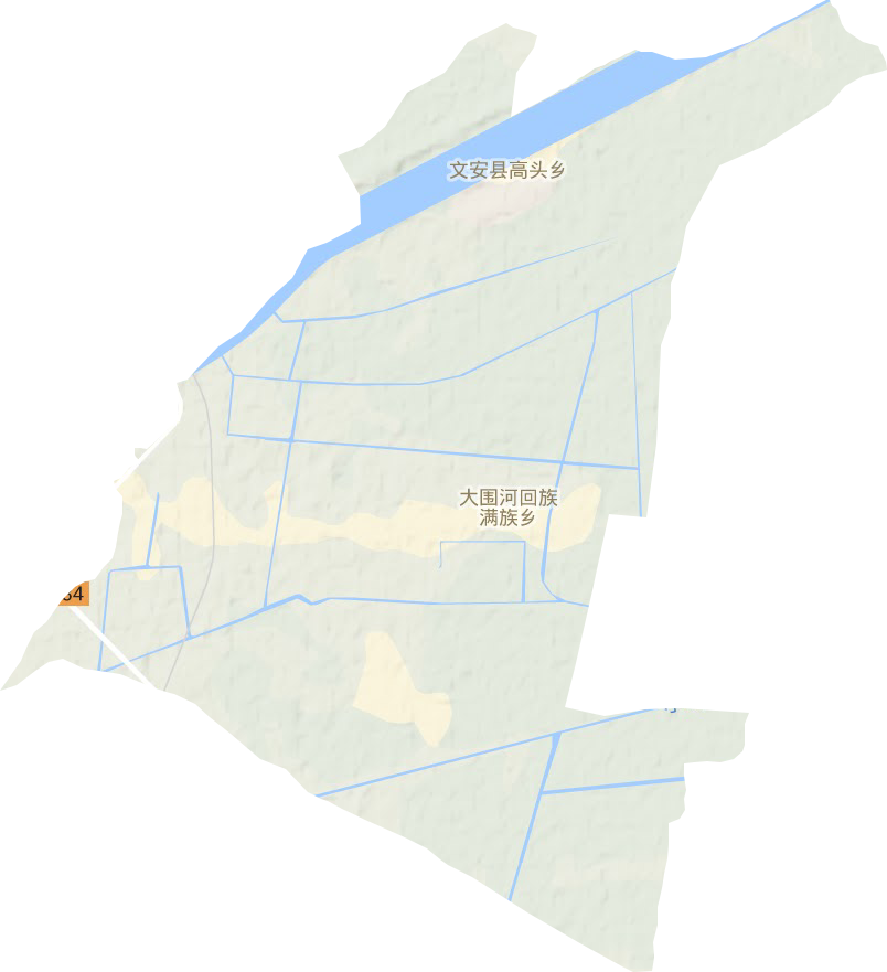 大围河回族满族乡地形地图