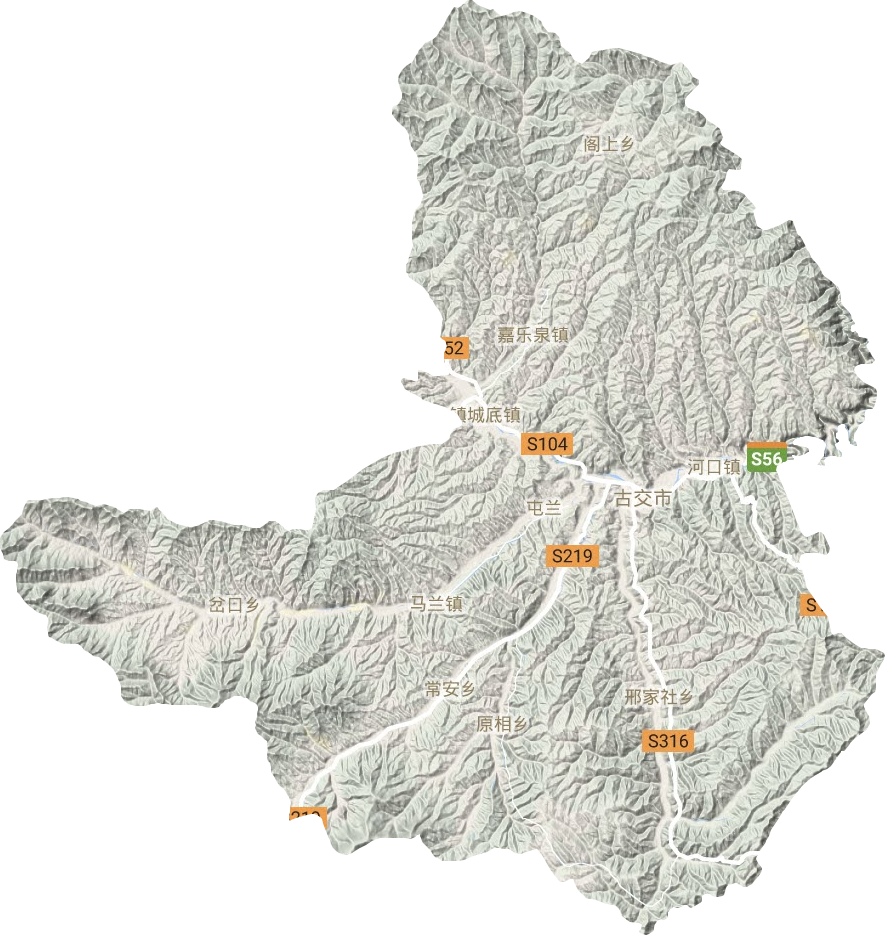 古交市地形地图