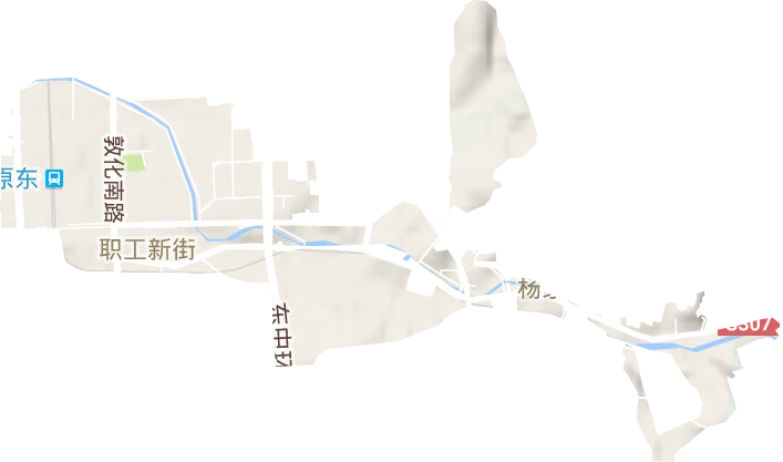 职工新街街道地形地图