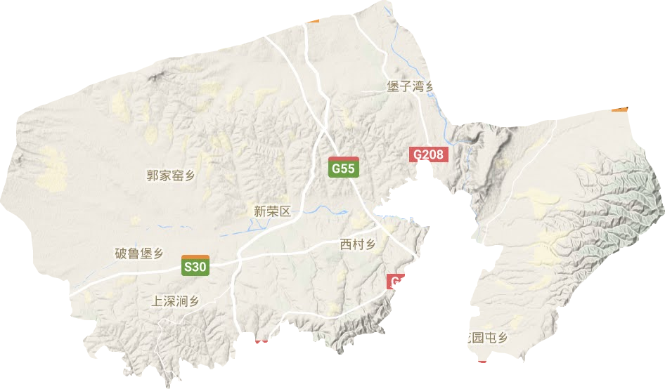 新荣区地形地图