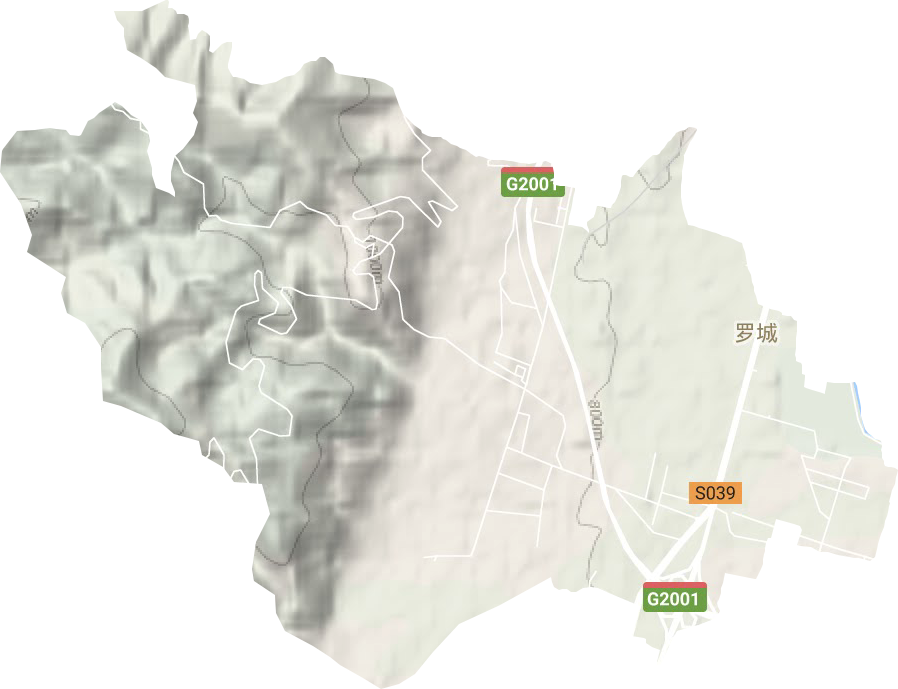 罗城街道地形地图