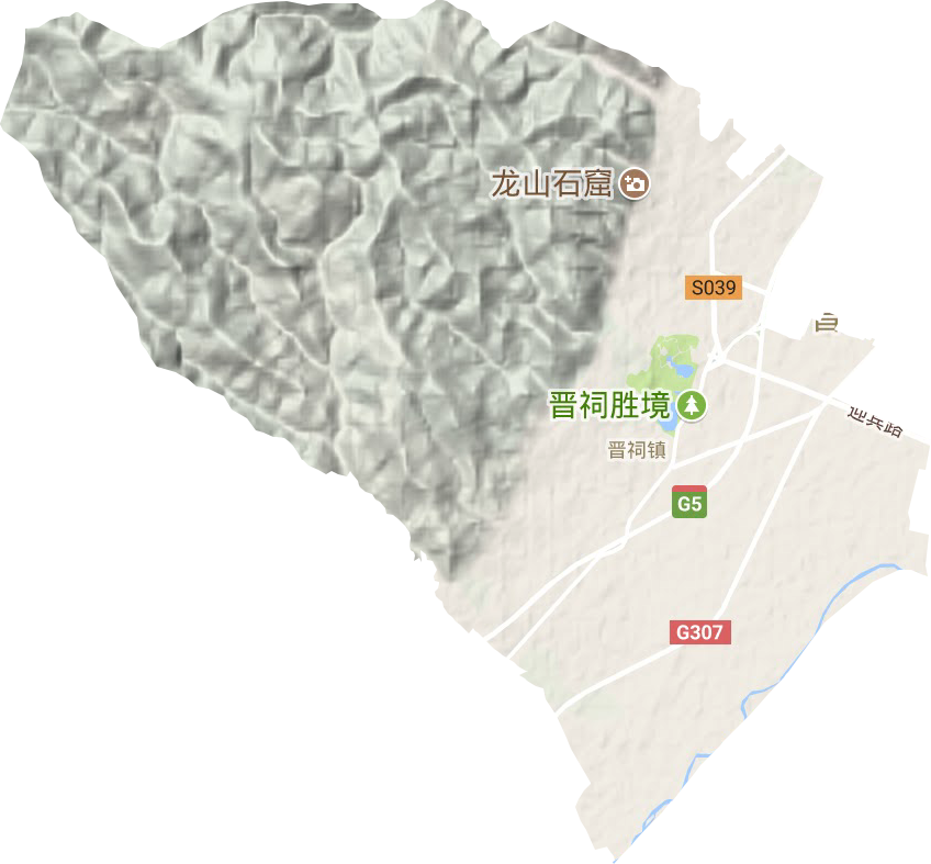 晋祠镇地形地图