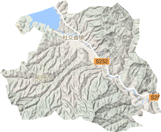 杜交曲镇地形地图