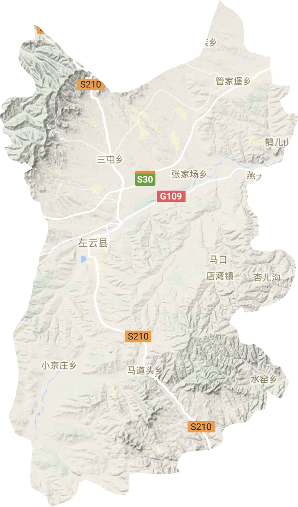 左云县地形地图