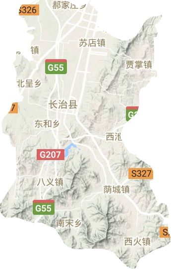 上党区地形地图