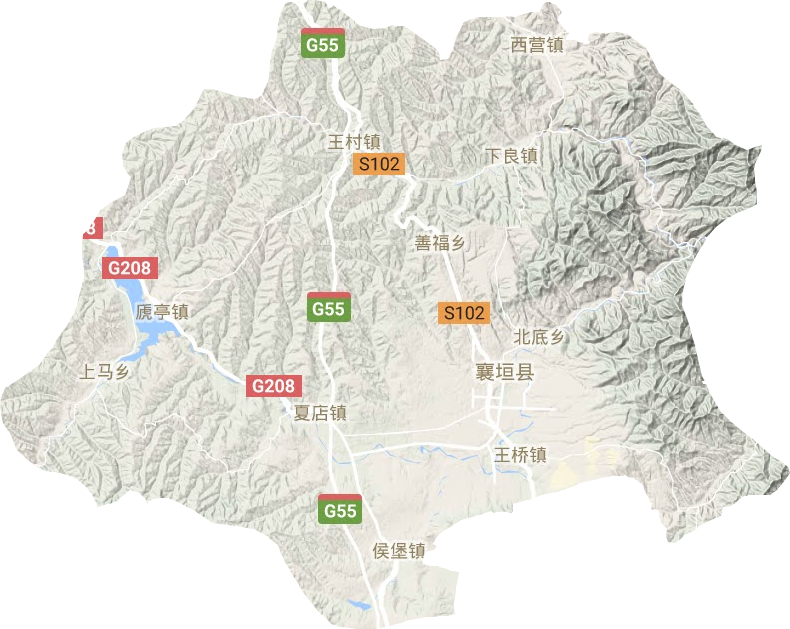 襄垣县地形地图