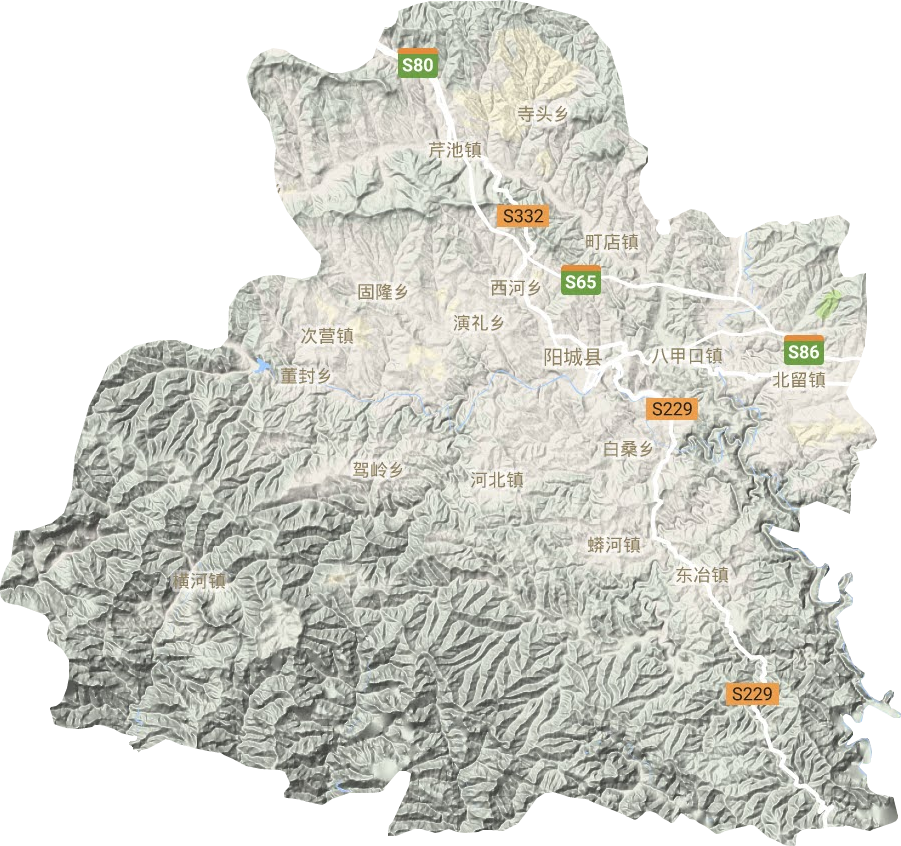 阳城县地形地图