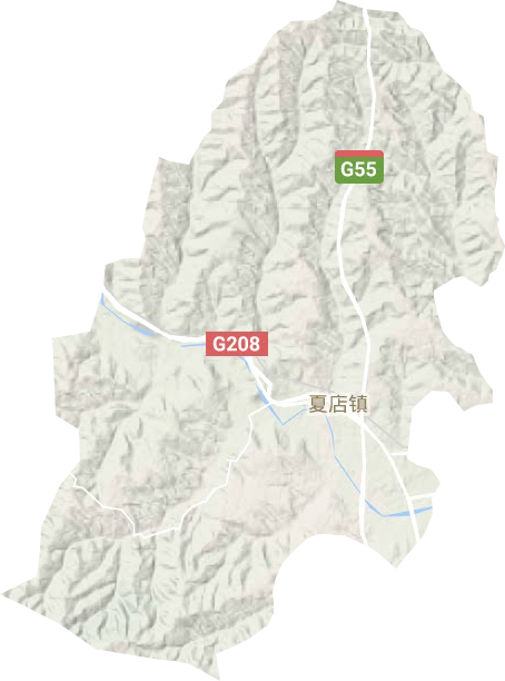 夏店镇地形地图