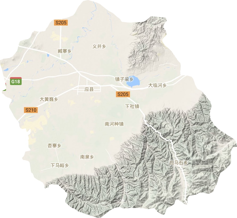 应县地形地图