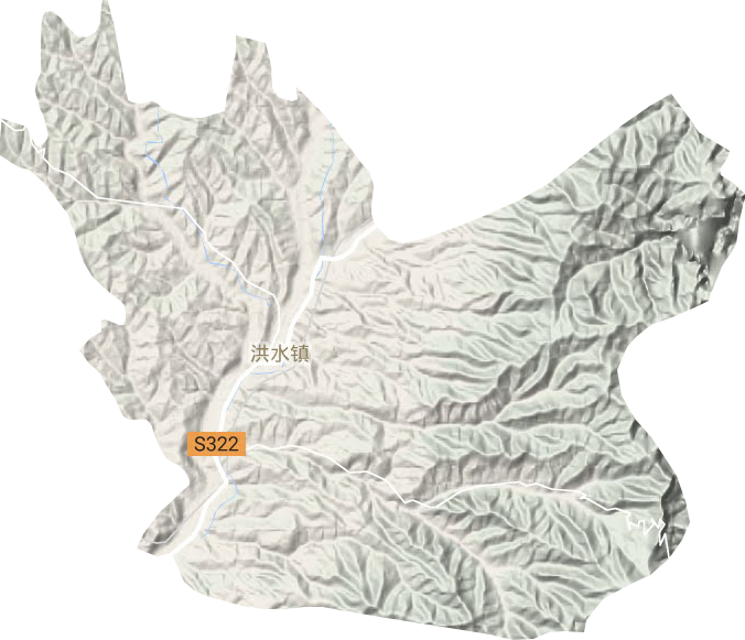 洪水镇地形地图